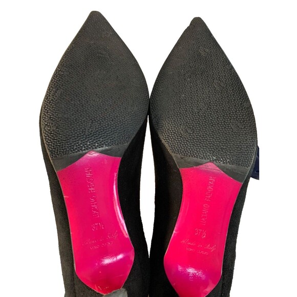 Luciano Padovan Heels Pumps Womens EU 37.5/ US 7.5 Black Suede Mid Heel Pointed - Picture 8 of 11